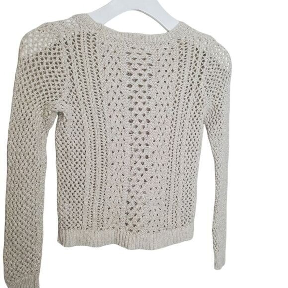 MADEWELL Womens Sweater XXSmall Beige Pullover Knit Crewneck Crop Cotton Ribbed - Picture 9 of 10